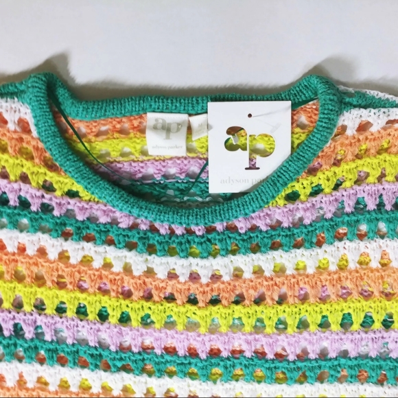Adyson Parker Boho Crochet Knit Stripe Top - Picture 2 of 9